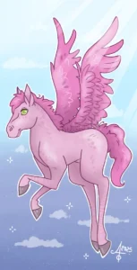 Børneplakat - Pegasus Pink